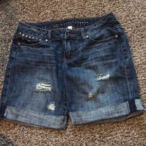 Lauren Conrad dark washed ripped jean shorts